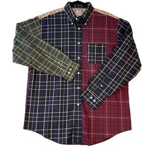 BROOKS BROTHERS 346 LONG SLEEVE BUTTON UP COLOR BLOCK MENS SHIRT SIZE LARGE